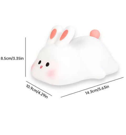 Sevimli Tavşan Silikon Gece Lambası – RGB Renk Değiştiren, Yumuşak Silikon