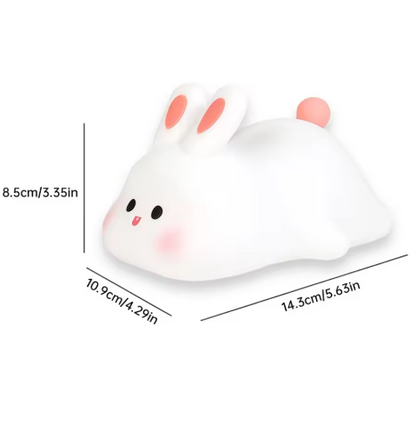 Sevimli Tavşan Silikon Gece Lambası – RGB Renk Değiştiren, Yumuşak Silikon